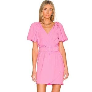 Amanda Uprichard Short Sleeve Durand Mini Dress in Shocking Pink Size Small